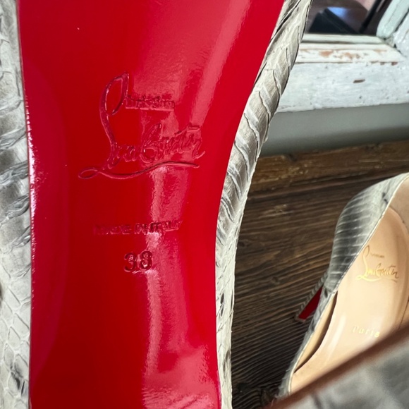 Christian Louboutin Peep Toe Platform Pump -Grey Snakeskin - Picture 9 of 17